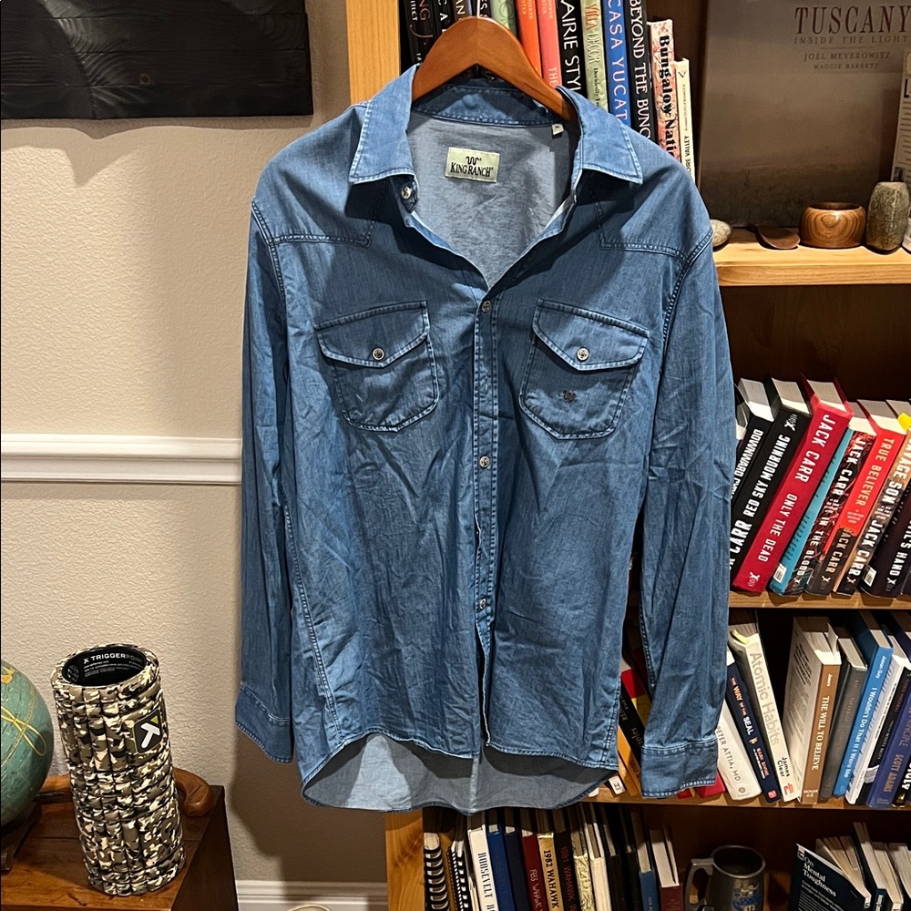 Denim & Co Classic Blue Casual Button-Down Shirt